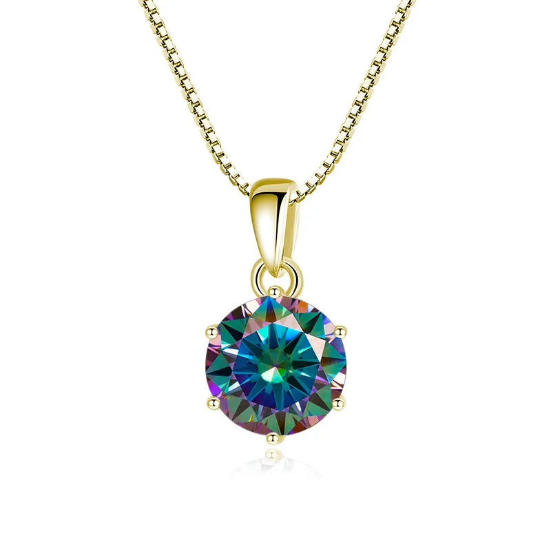 JoyceJelly 1 CT Real Moissanite Pendant Necklace For - gold Rainbow / 45cm / 1 ct