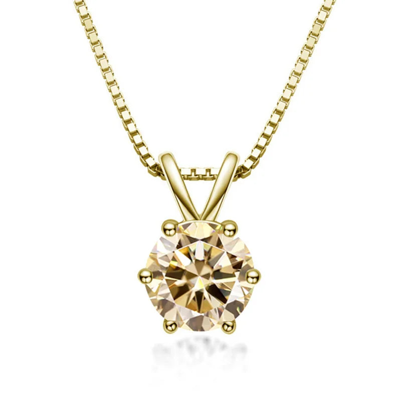 Bague Ringen 100% 925 Sterling Silver 1ct Moissanite - yellow gold