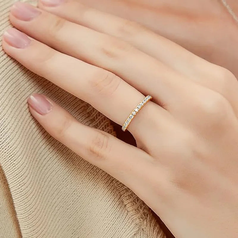 Lnngy Certified 2MM Moissanite Half Eternity Ring