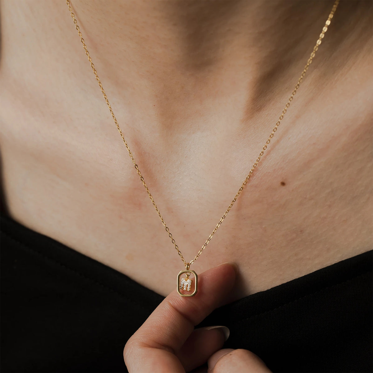 ANDYWEN 925 Sterling Silver Gold Inital Pendant Luxury