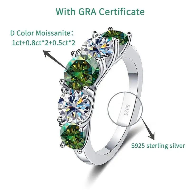 TY 3.6carat D Color Real Moissanite Ring For Women