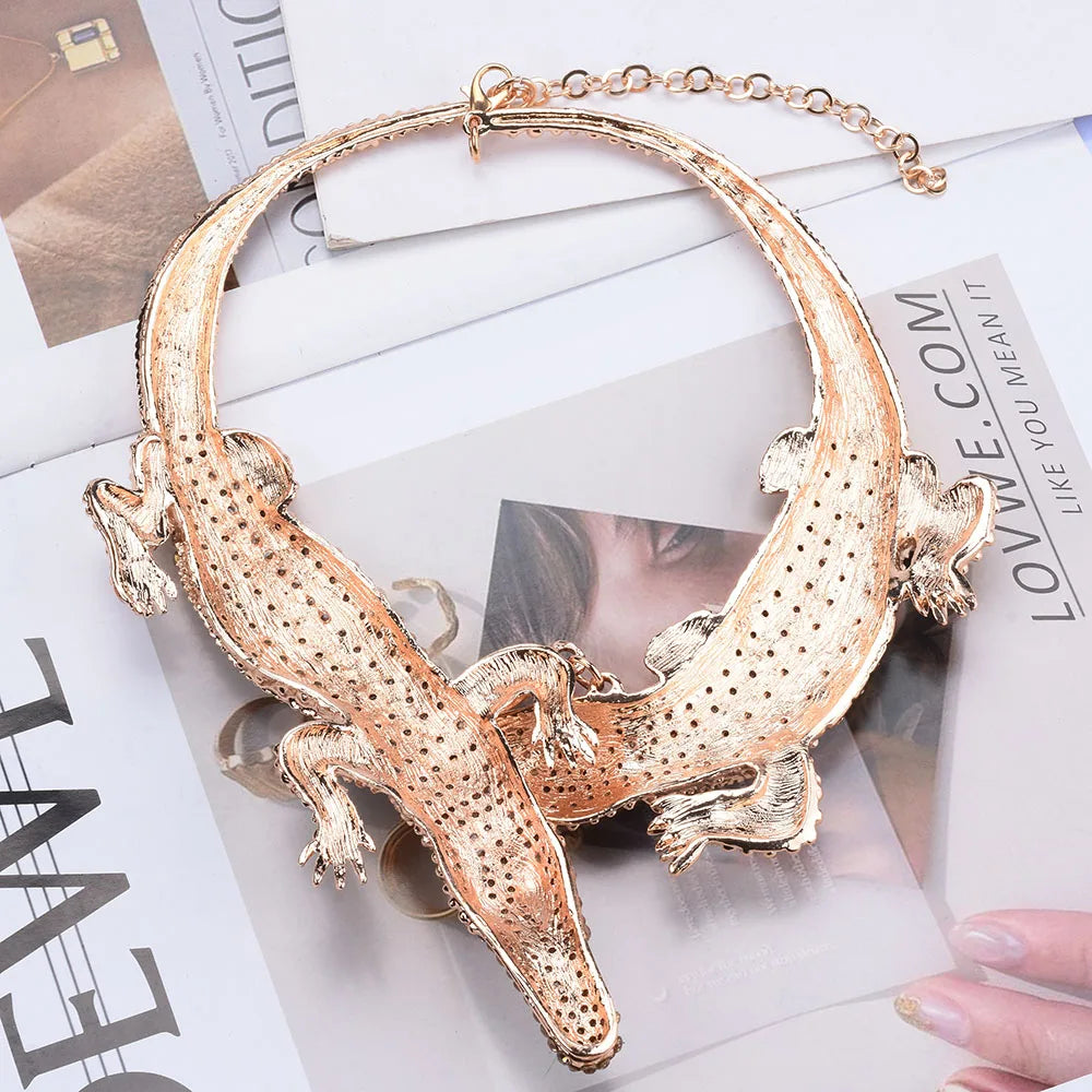 2026 New Fashion Double Crocodile Choker Necklace