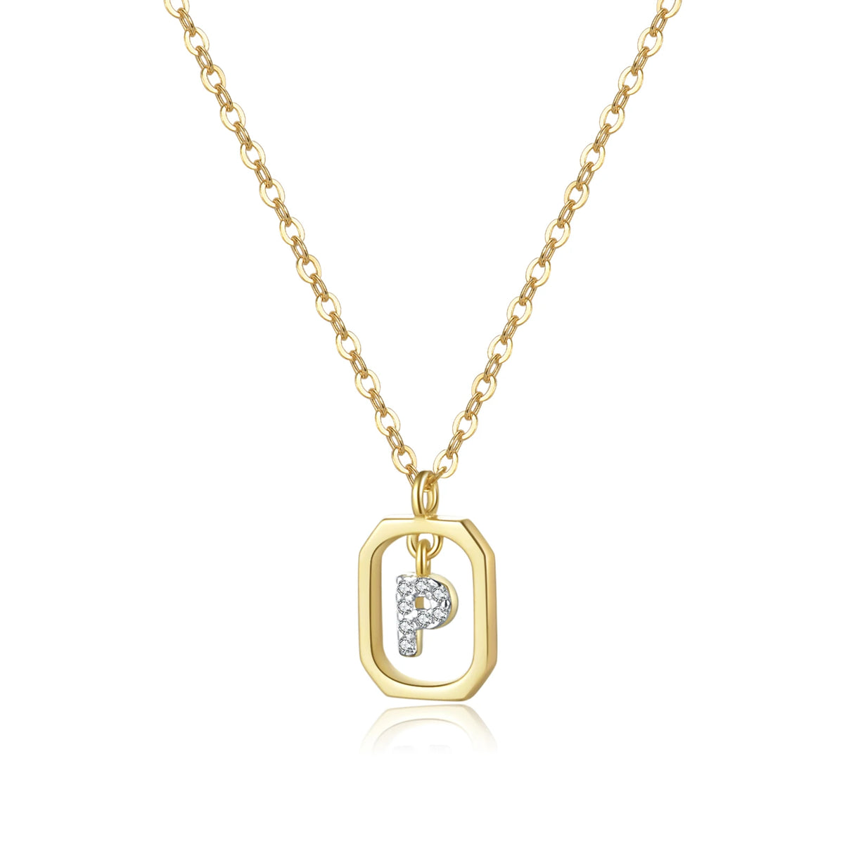 ANDYWEN 925 Sterling Silver Gold Inital Pendant Luxury - Gold P