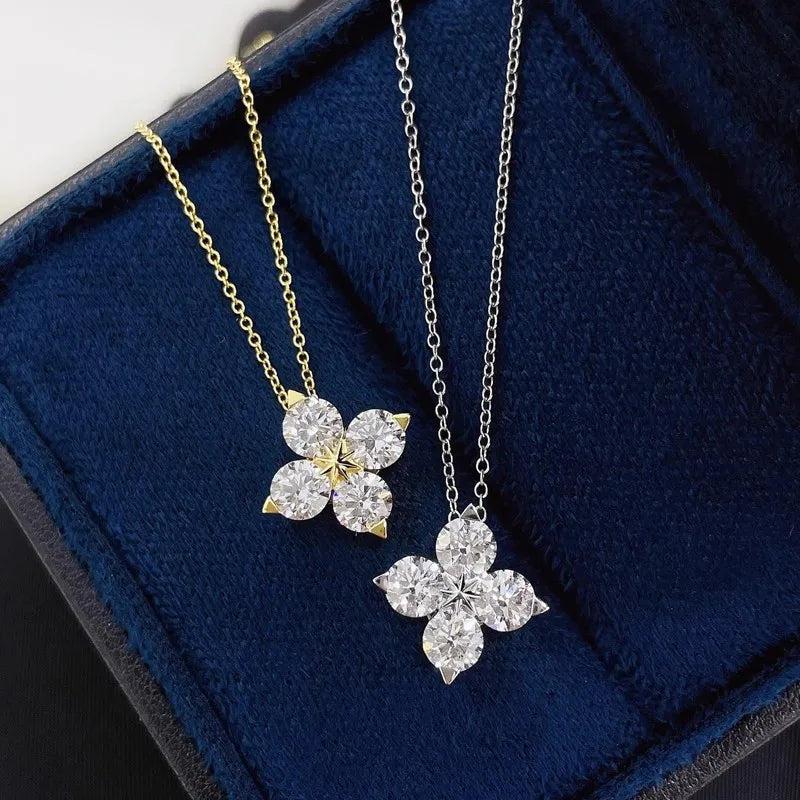 Tbcyd 3MM 0.4cttw D Color Clover Necklace Pendants