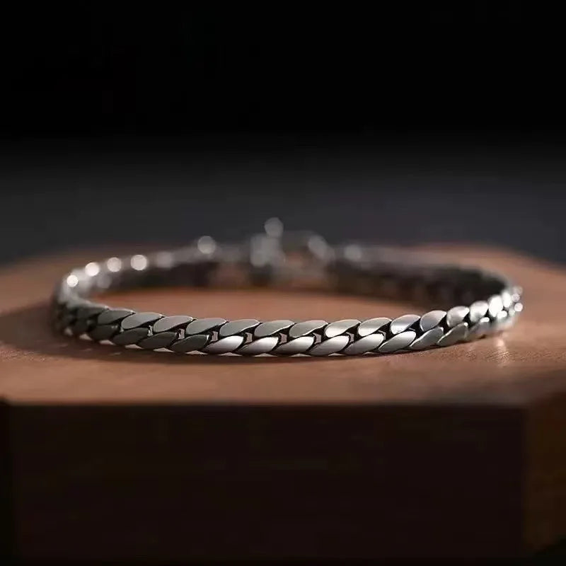 S925 Sterling Silver Fashion Simple Elegant Cuban