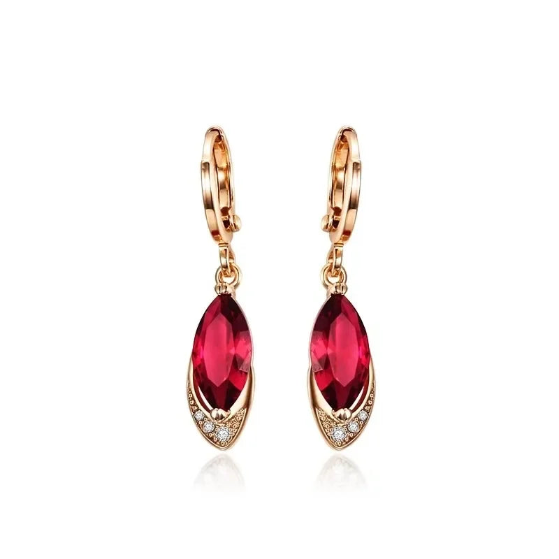 Women's Fashion Earrings Exquisite Ruby Pendant - Red