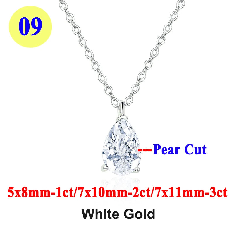 PureMax 1ct 2ct 3ct D Color VVS1 Moissanite Diamond - XL07-pear-white / 1ct / 45cm-add box, XL07-pear-white / 1ct / 45cm-add bag, XL07-pear-white / 2ct / 45cm-add box, XL07-pear-white / 2ct / 45cm-add bag, XL07-pear-white / 3ct / 45cm-add box, XL07-pear-white / 3ct / 45cm-add bag