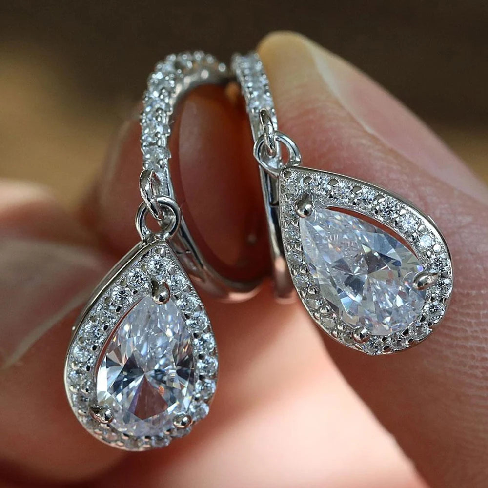 1carat Waterdrop Moissanite Hoop Earrings for
