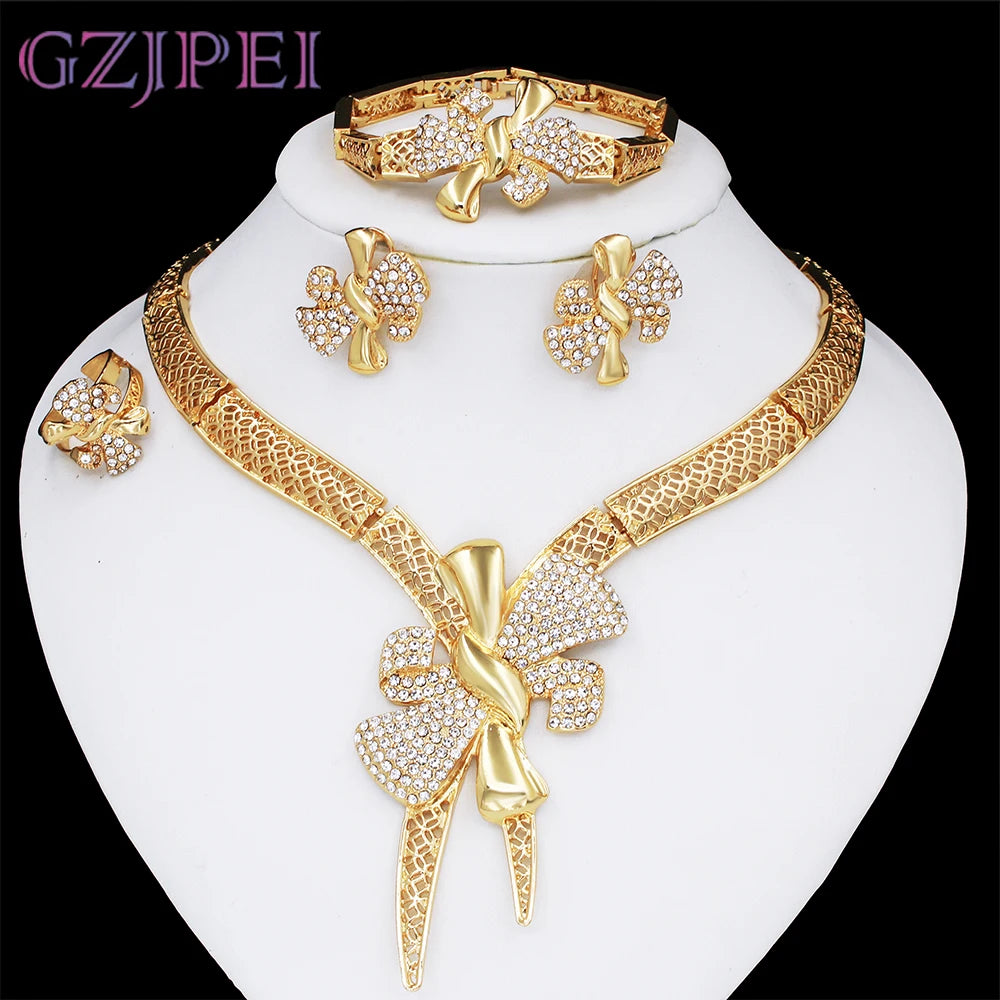 Italy 18k Gold Plated Women Jewelry Set Classic