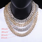 Collier ras du cou lourd Hip Hop Two Stone 20mm 2