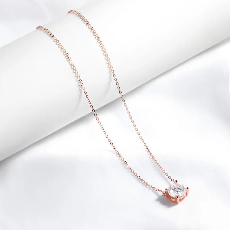 Smyoue 1-5CT Rose Gold Color Moissanite Necklace
