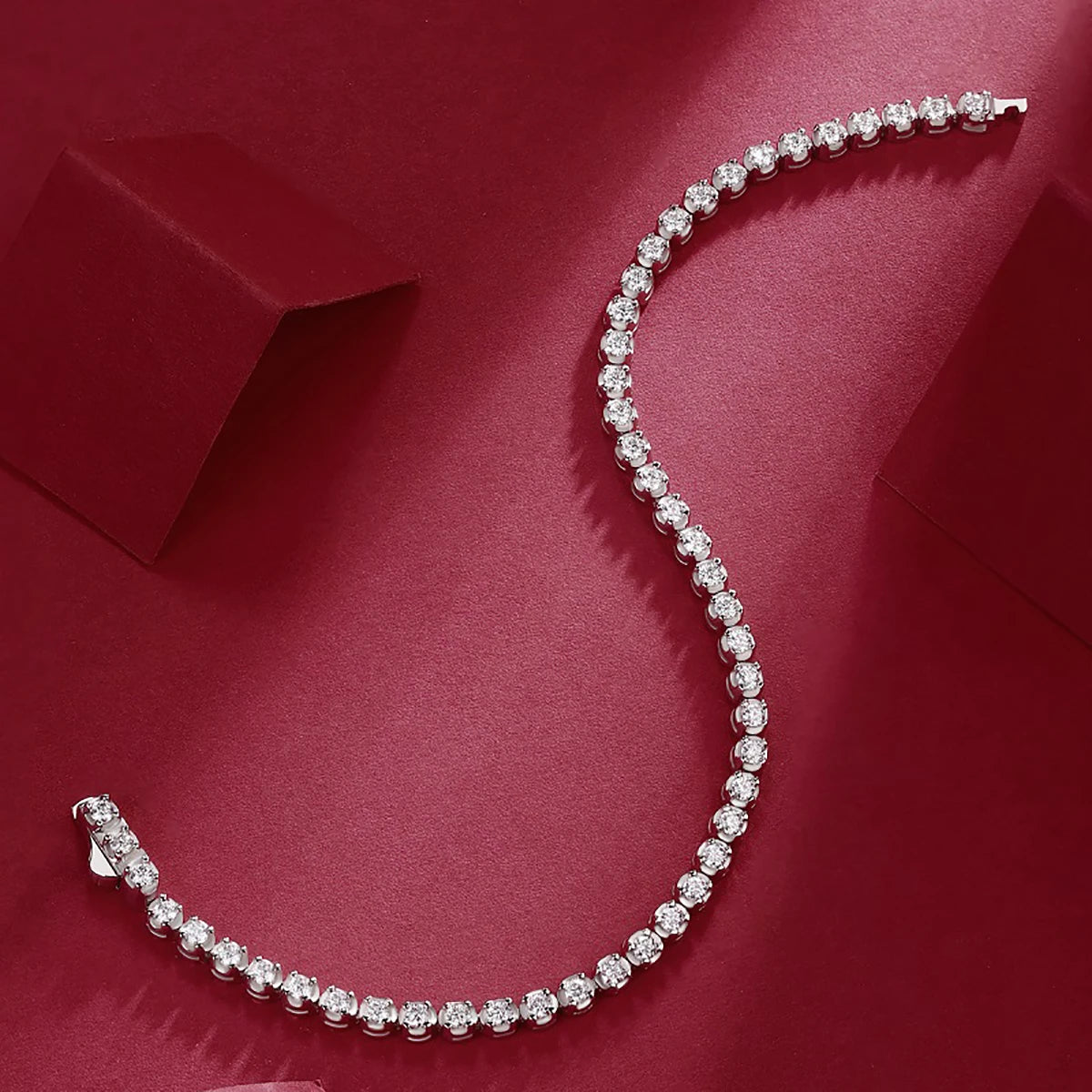 Jiuzuan 925 Sterling Silver Tennis Bracelet, Hip