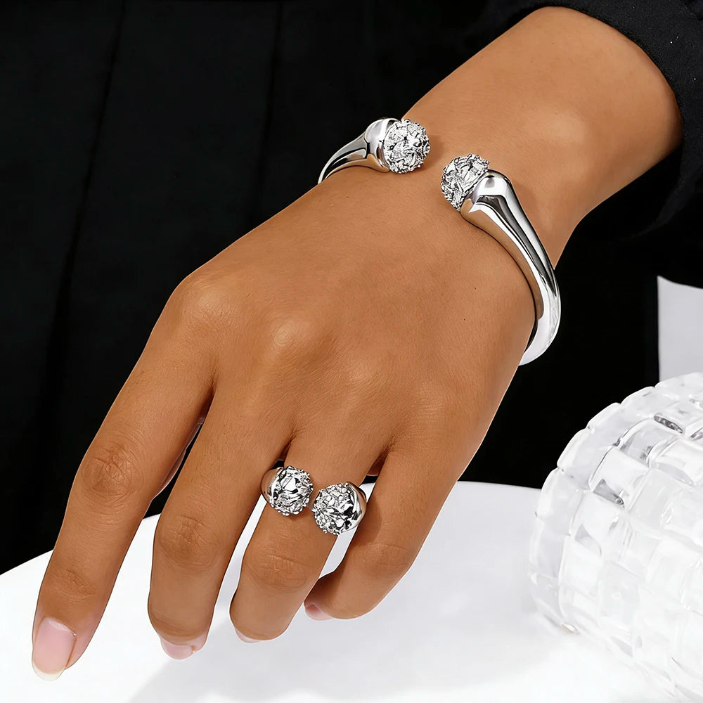Women Bracelet And Ring Set Luxury Gold Color