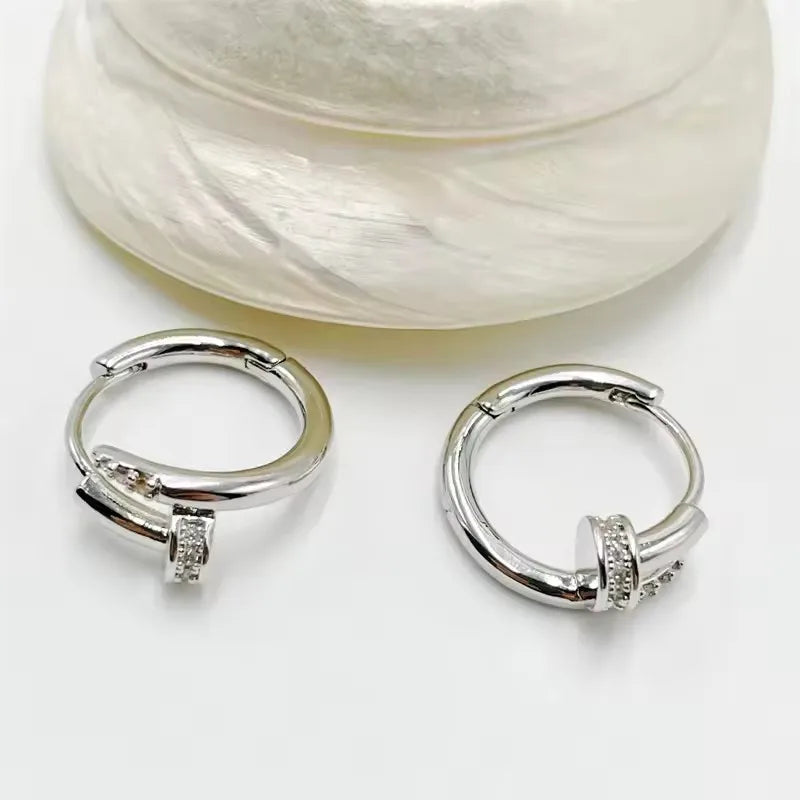 Charming Shiny Crystal Round Hoop Earring For Women - United States / 2