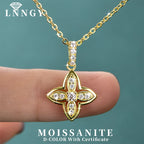 Lnngy Luxury Shiny Four-Leaf Flower Pendant Necklace