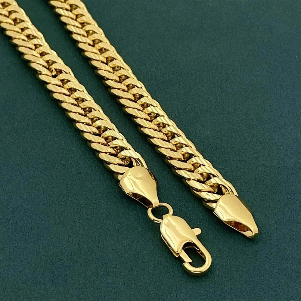Men'S 10MM 60CM Sideways Carved Chain, 24K Gold,