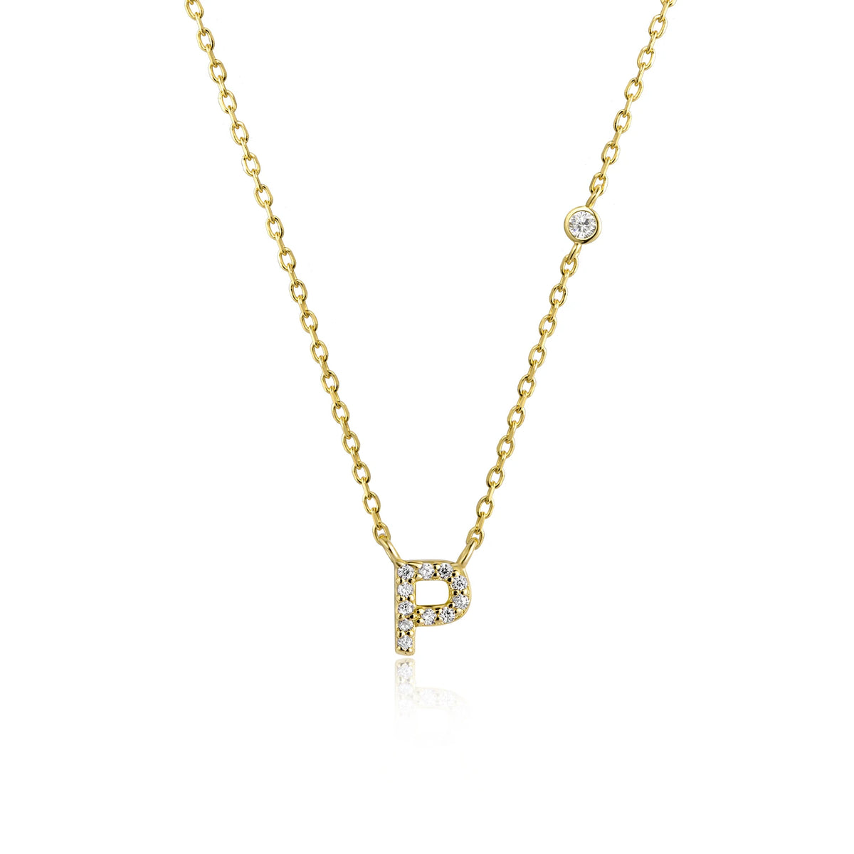 ANDYWEN 925 Sterling Silver Gold Small 26 Letters A- Z - Gold P