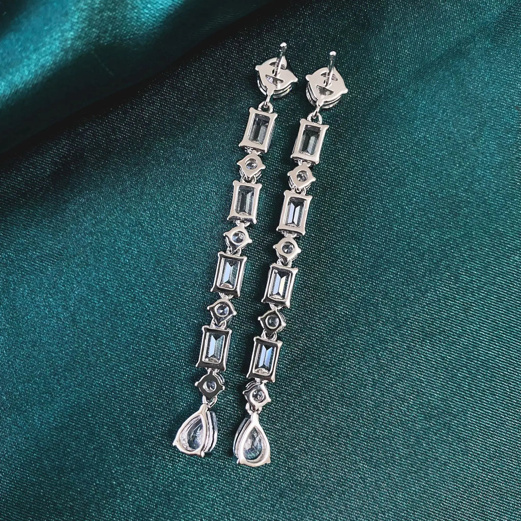 Cosya 6.8CT Full Moissanite Long Drop Earrings.