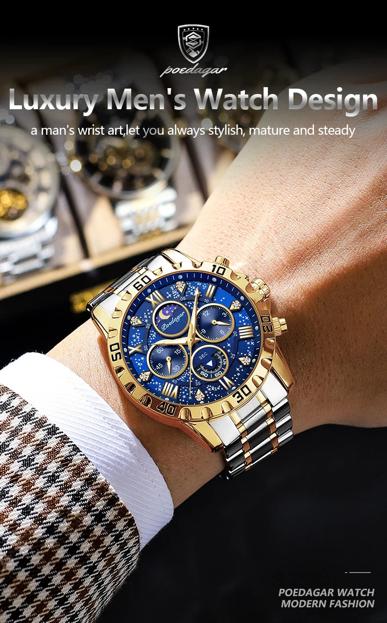 Poedagar Luxury Man Watch Waterproof Luminous.