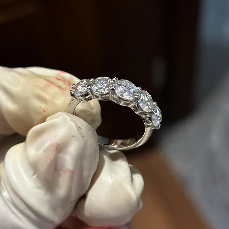 18k White Gold Rings Platinum PT950 Moissanite