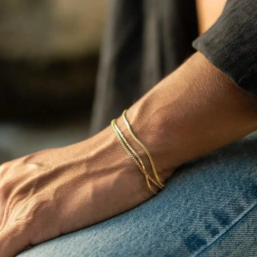 Dainty Gold/Silver Chain Bracelet Stack 14K Gold