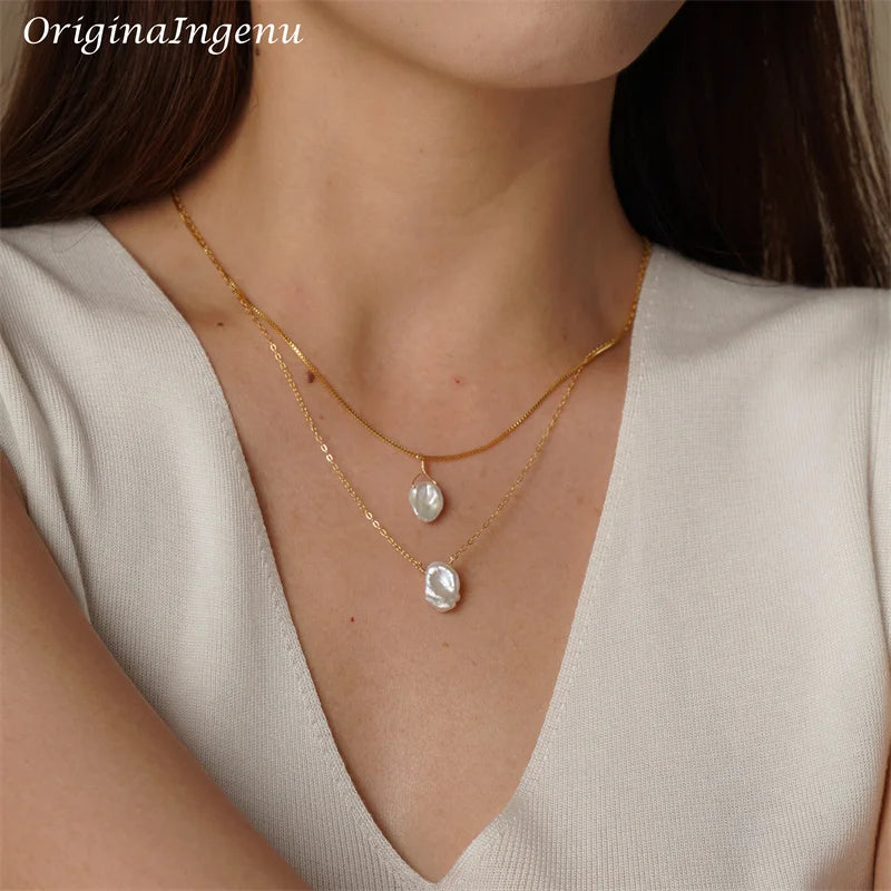 Natural Baroque Pearl Necklace Handmade Jewelry