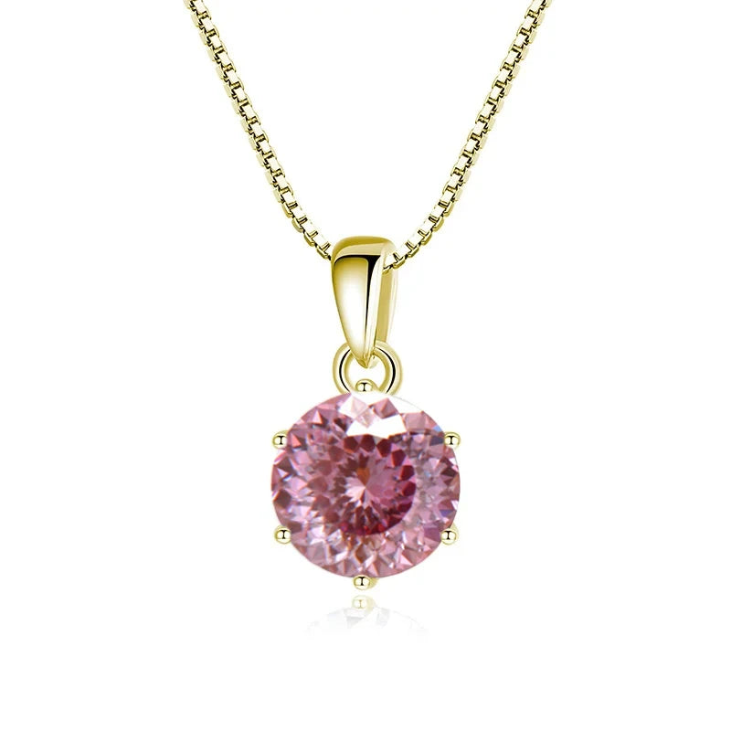 JoyceJelly 1 CT Real Moissanite Pendant Necklace For - gold 100 Cut Pink / 45cm / 1 ct