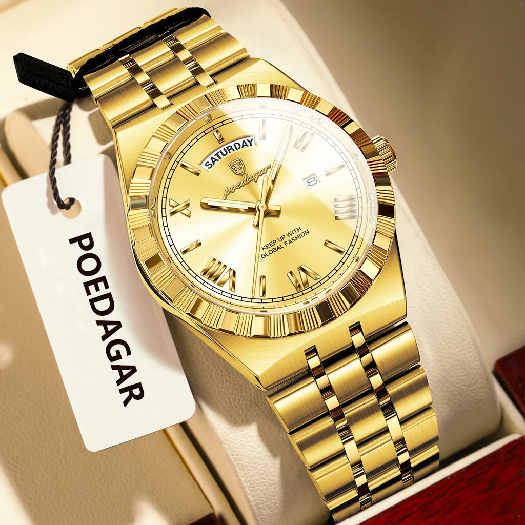 POEDAGAR Luxury Men's Waterproof Quartz Watch