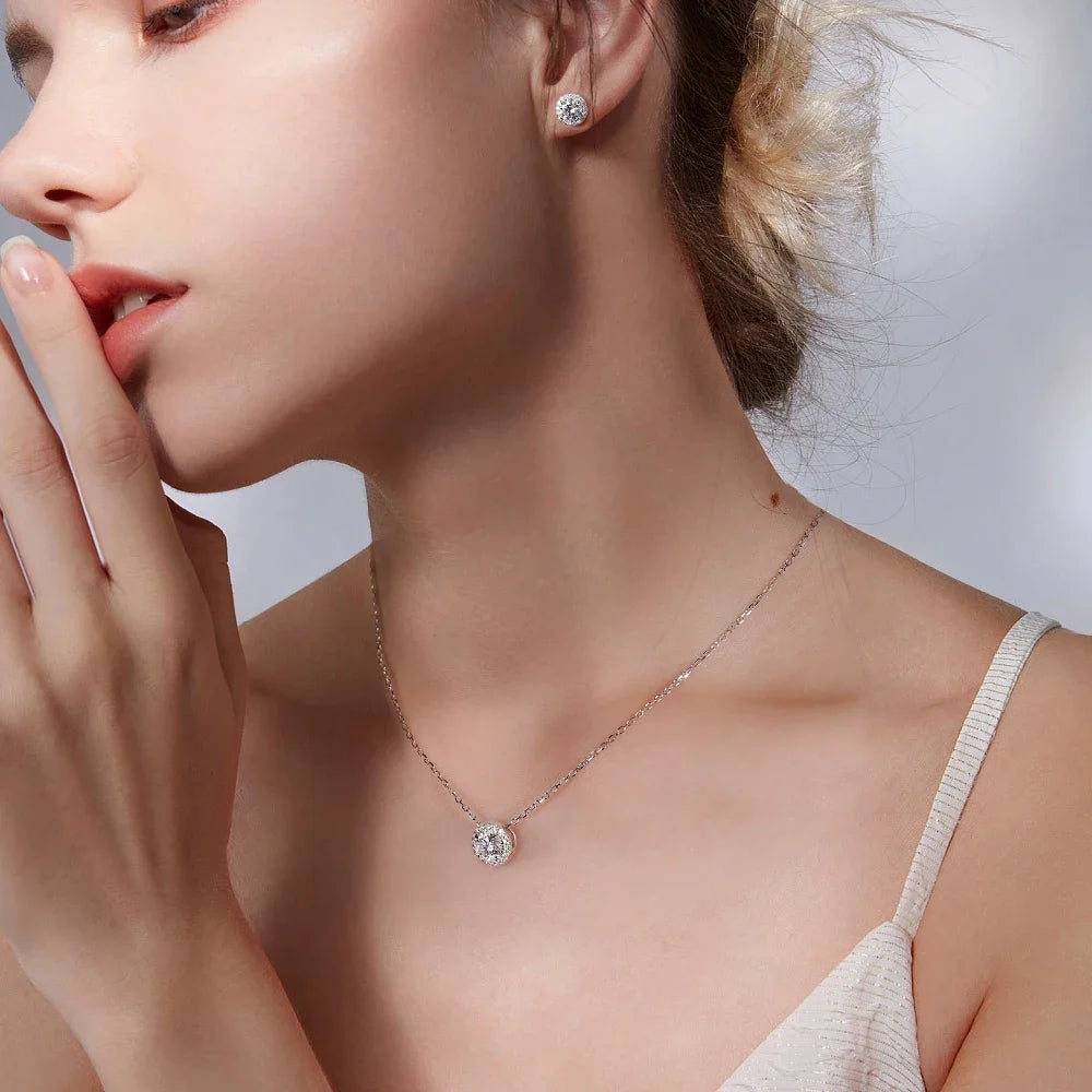 M-JAJA Moissanite Necklace 0.5ct/1ct D Color Round