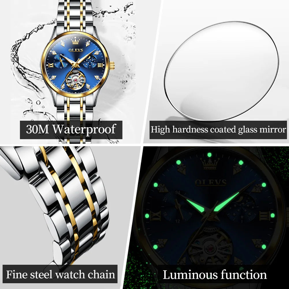 OLEVS Women's Watches Luxury Tourbillon Style Original