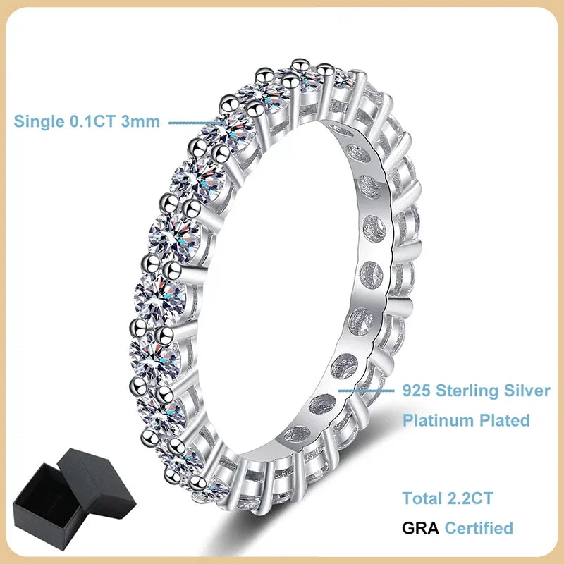 EWYA Luxury 2.2cttw 3mm Moissanite Full Enternity - Moissanite S925 / 3mm White / 4.5, Moissanite S925 / 3mm White / 5, Moissanite S925 / 3mm White / 4, Moissanite S925 / 3mm White / 6.5, Moissanite S925 / 3mm White / 7, Moissanite S925 / 3mm White / 5.5, Moissanite S925 / 3mm White / 6, Moissanite S925 / 3mm White / 8.5, Moissanite S925 / 3mm White / 9, Moissanite S925 / 3mm White / 7.5, Moissanite S925 / 3mm White / 8, Moissanite S925 / 3mm White / 9.5, Moissanite S925 / 3mm White / 10