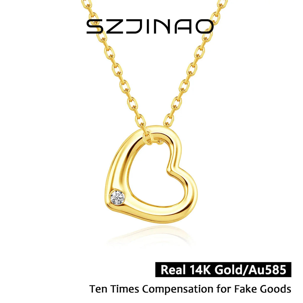 Love Shape Moissanite Pendant 14K Gold Lightweight