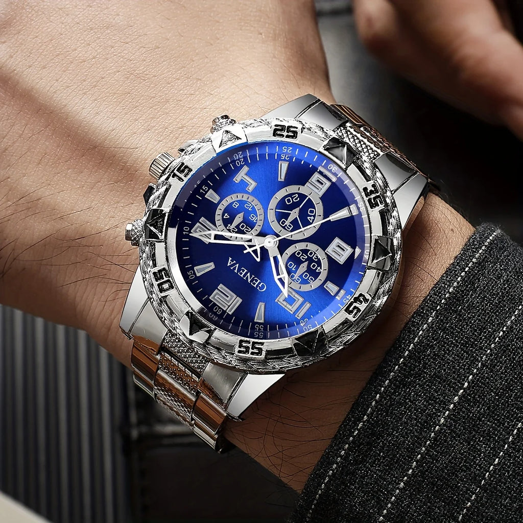 [4pcs/set Business Quartz Watch] Large Dial Trendy