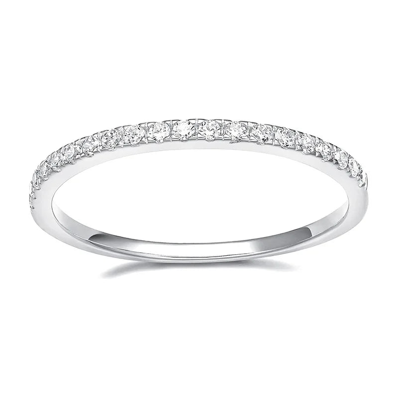 Lnngy Certified 2MM Moissanite Half Eternity Ring