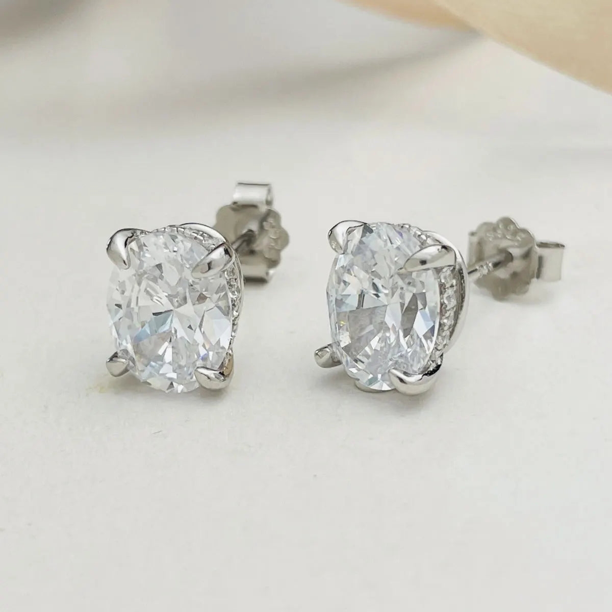 Dezo Total 4 Carats Oval Cut Moissanite Earring