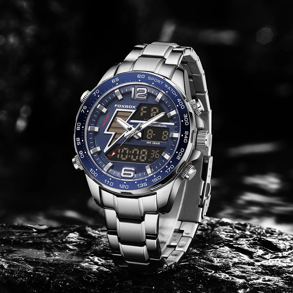 New Foxbox Men Watch Dual Display 30M Waterproof.