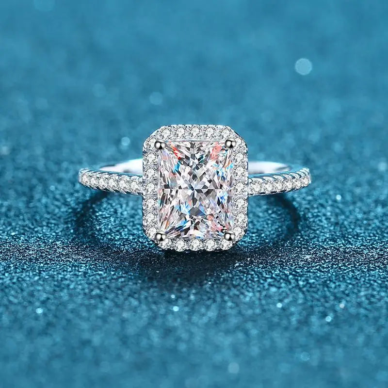 Aeteey Moissanite Diamond Square Ring D Color 1CT