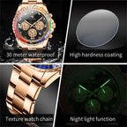 Watch for Men OLEVS Rainbow Gemstone Bezel Business