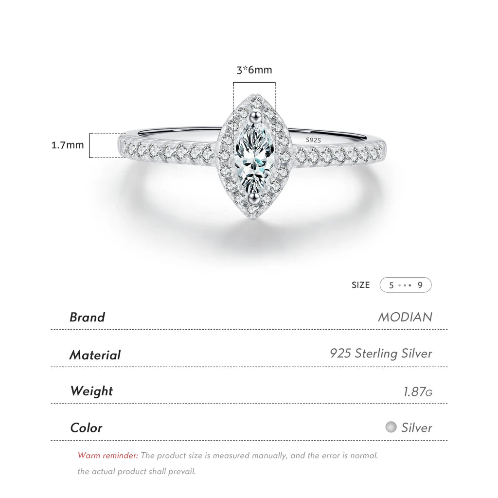MODIAN Exquisite Luxury Marquise Cut CZ Ring 925