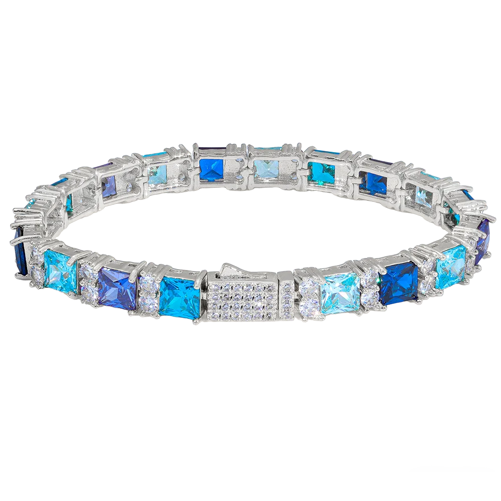 Hip Hop Iced Out Jewelry New 7MM Wide Inlaid Colorful - Silver Color 7MM / 8 inch(20.32cm), Silver Color 7MM / 7 inch(17.78cm), Silver Color 7MM / 20 inch(50.80cm), Silver Color 7MM / 18 inch(45.72cm)