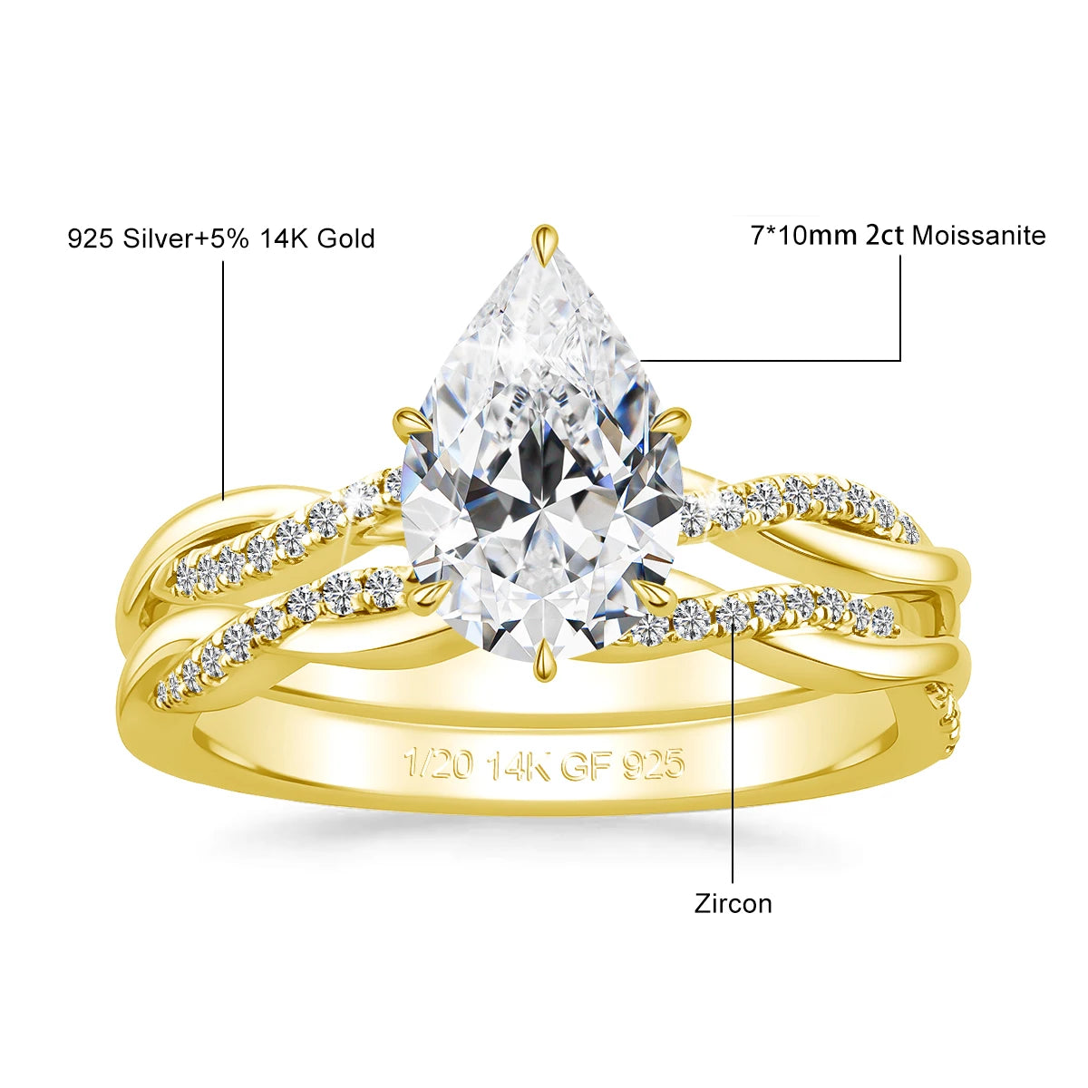 Sdoou Luxury 2pcs 14K Gold Filled Twisted Double