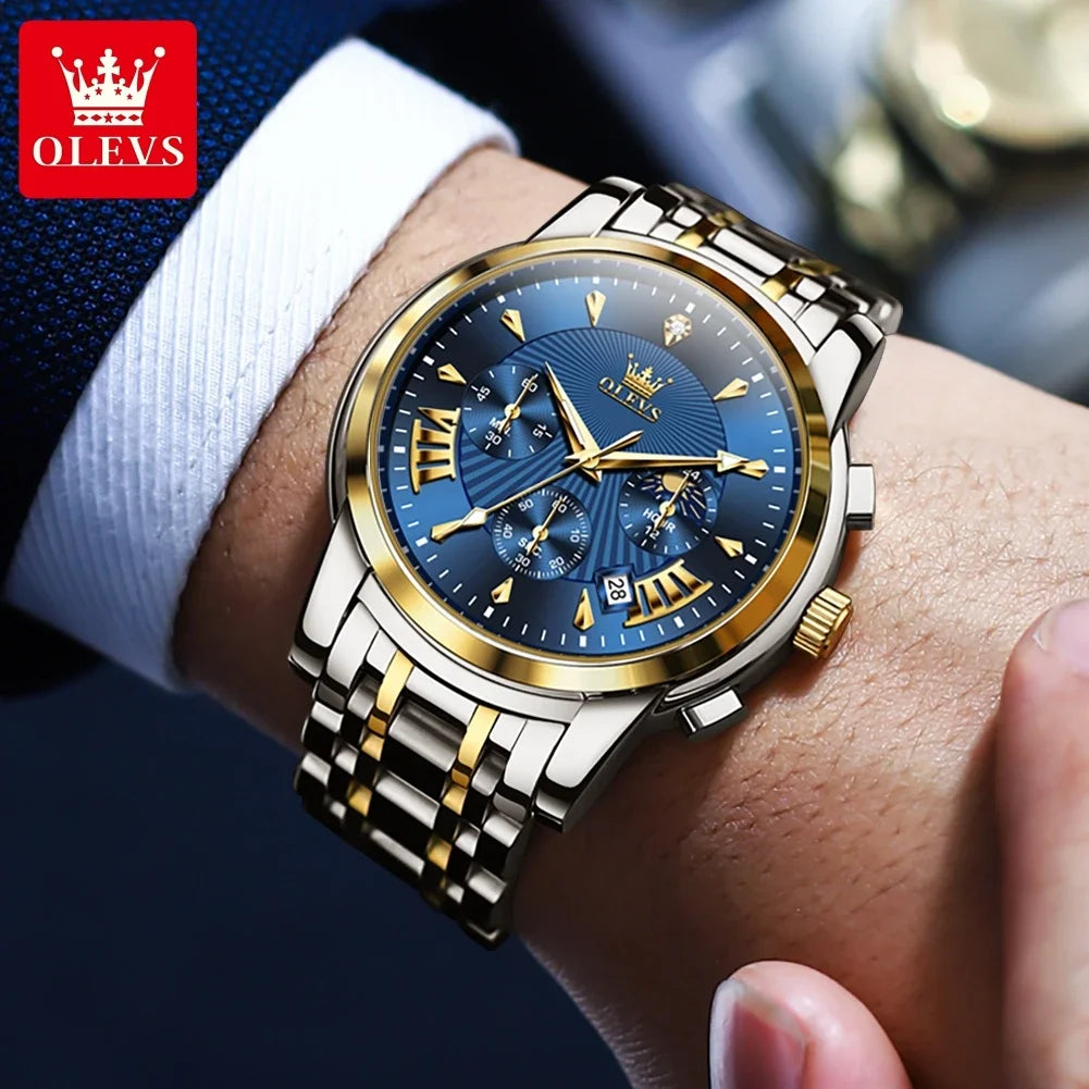 Olevs Men's Quartz Watches Top Brand Stainless.