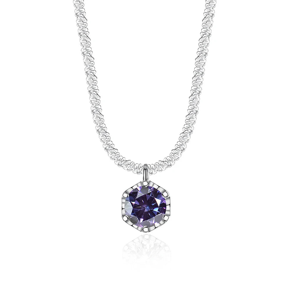Luxury 1CT GRA Sparkling Moissanite Diamond White - violet / 40 plus 5cm / 1ct silver|China Mainland