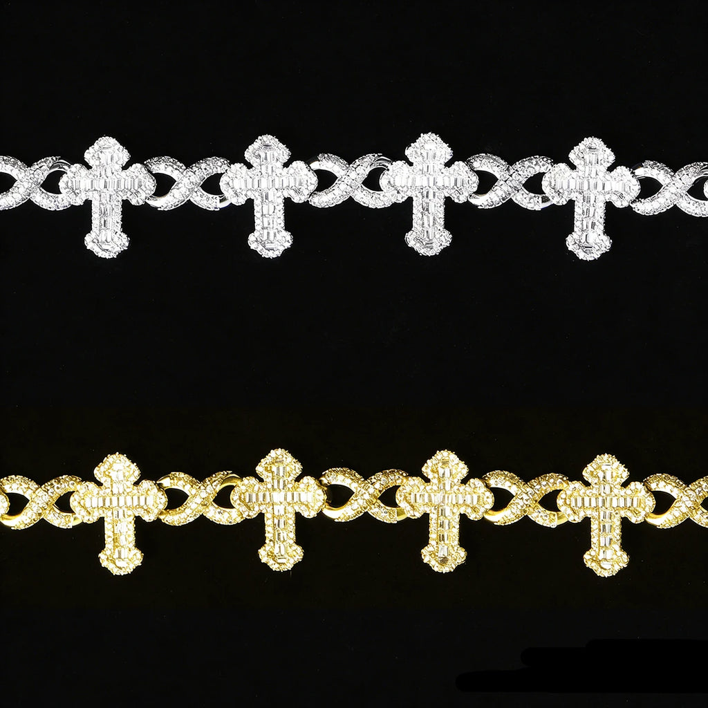 Aokaishen Iced Out Infinity Baguette Cross Link