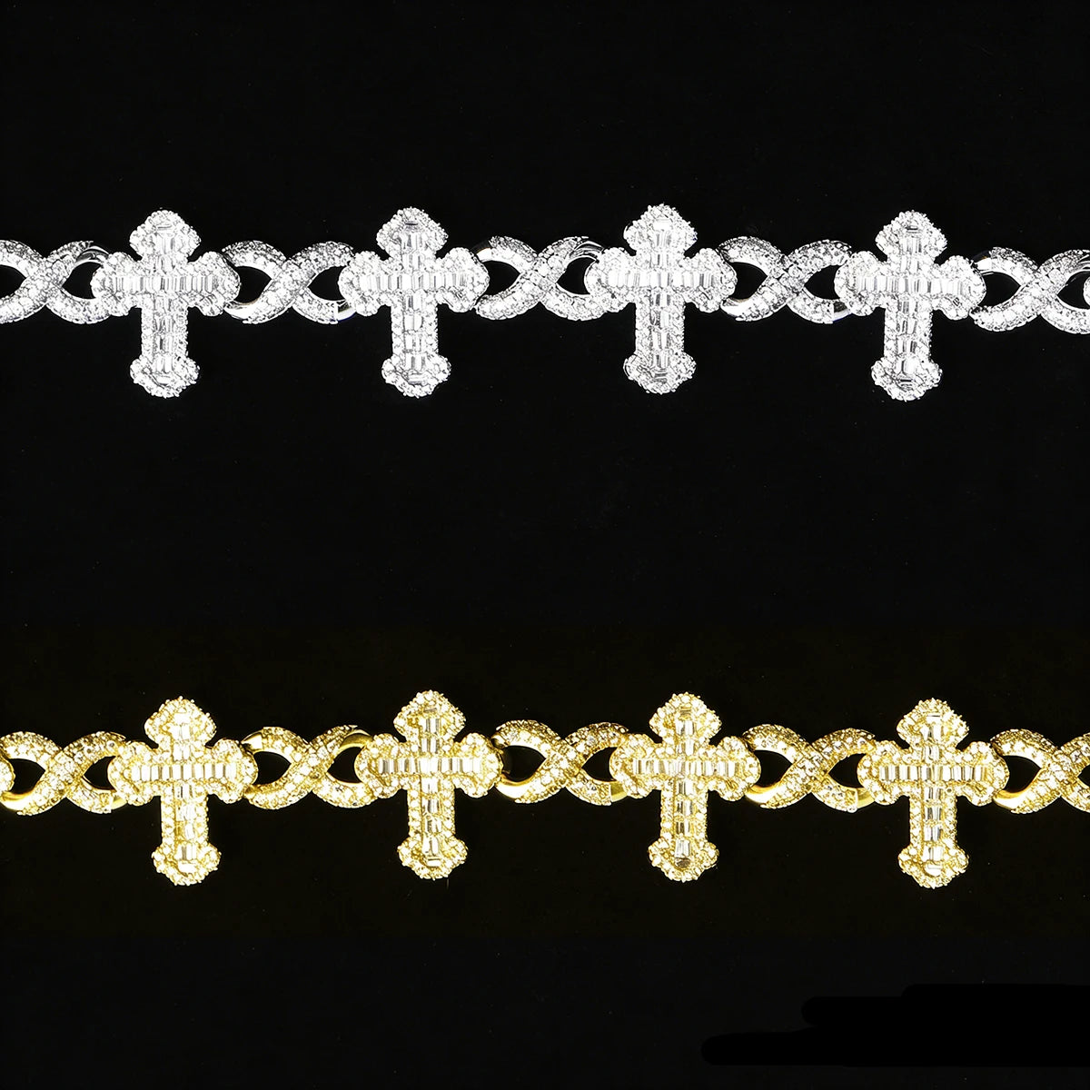 Aokaishen Iced Out Infinity Baguette Cross Link