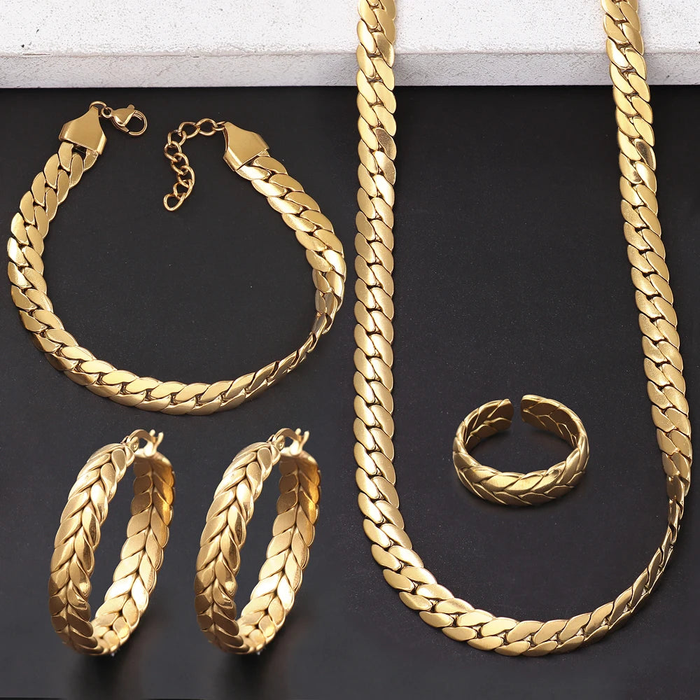 Simple Style Snake Chain Jewelry Set Vintage Style