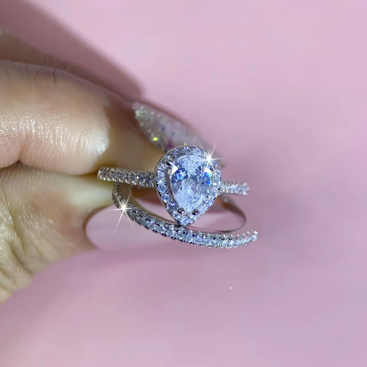 925 Sterling Silver New Women Ring Set Jewelry