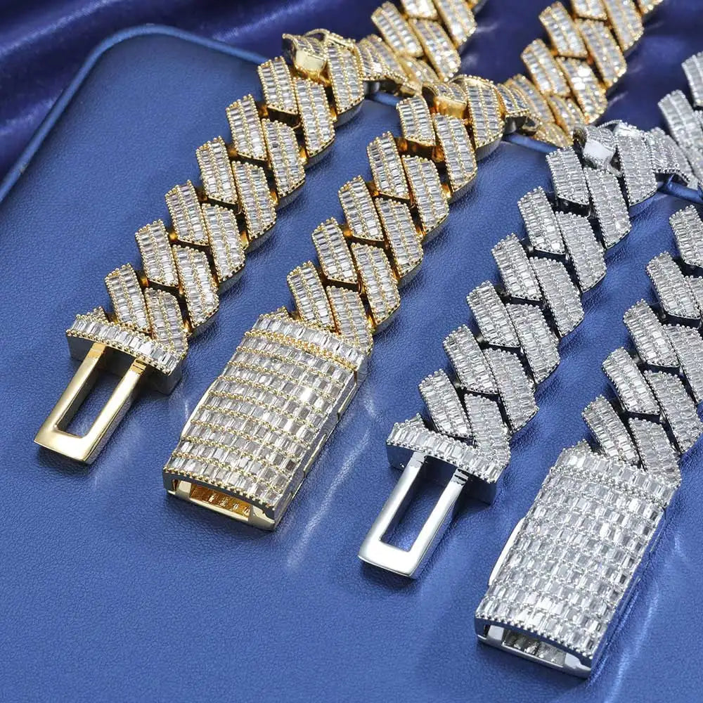 Hip Hop Two Stone 20mm Heavy Choker Necklace 2