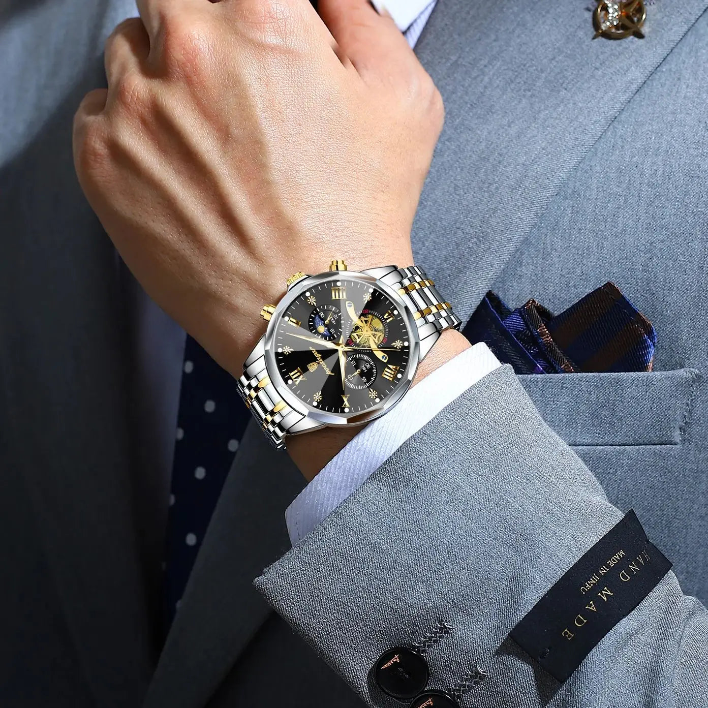 POEDAGAR Luxury Men Clock Waterproof Luminous