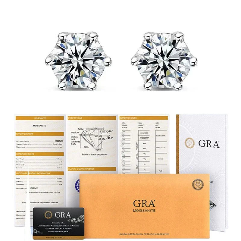 Gica Gema 0.5-2ct Moissanite Screw Stud Earrings D